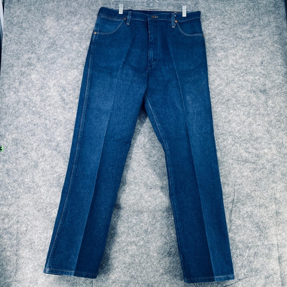 Vintage Wrangler Jeans Men 36x32 Blue Denim 13MWZ Cowboy Cut Work Rodeo USA Made